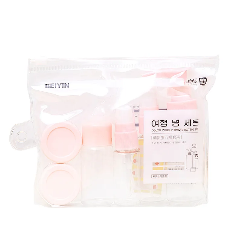 휴대용 여행용 화장품 세트, 프레스 보틀, 물뿌리개, 여행용 보틀 세트, 7 개/세트