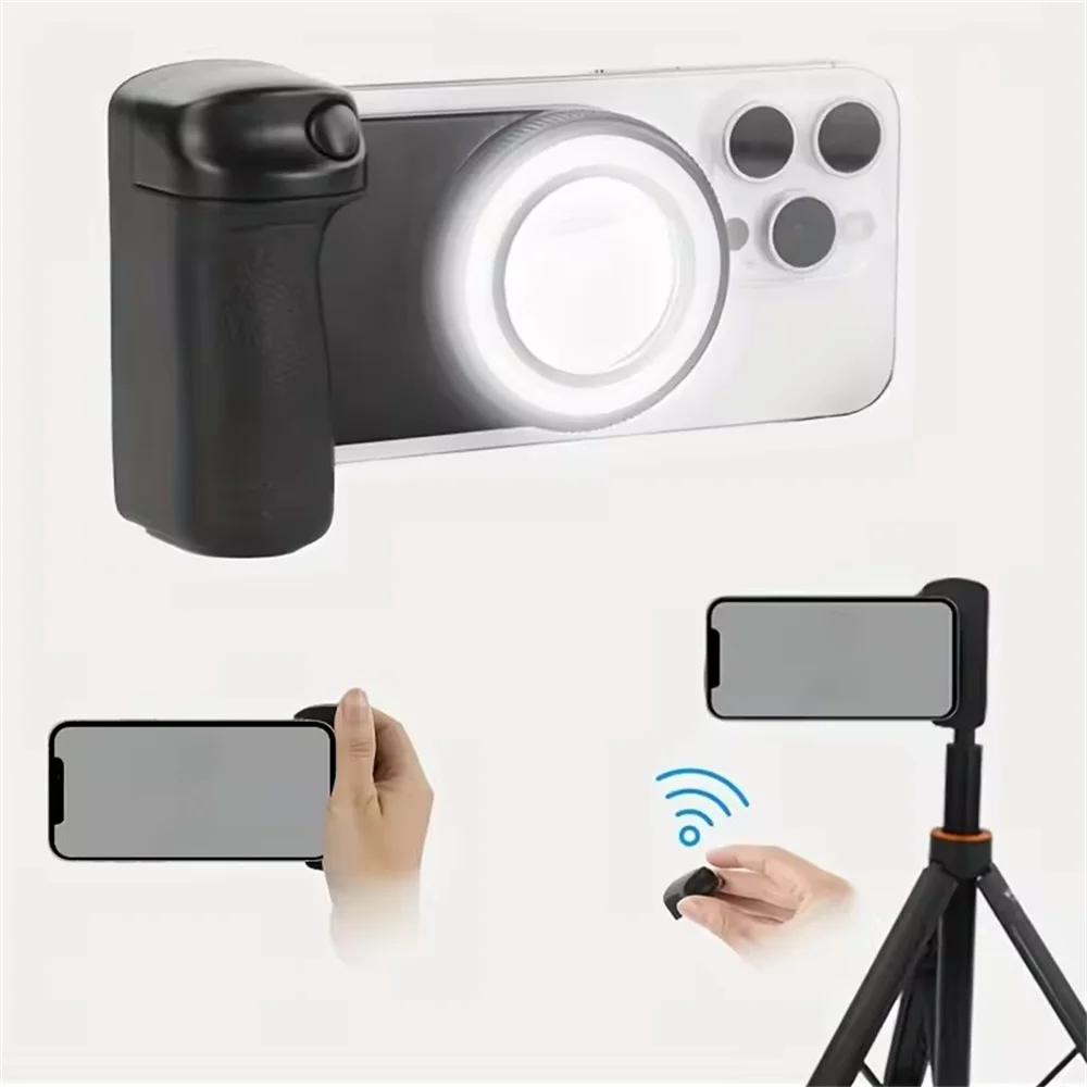 2025 MagSafe Smartphone Shutter Grip Bluetooth Selfie Handle Camera Photo Stabilizer With Fill Light For IPhone Android_voghion.com