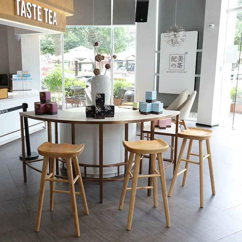 Solid Wood Home Chair High Stool Modern Minimalist Bar Chair Bar Stool Nordic VIP bar table chair combination