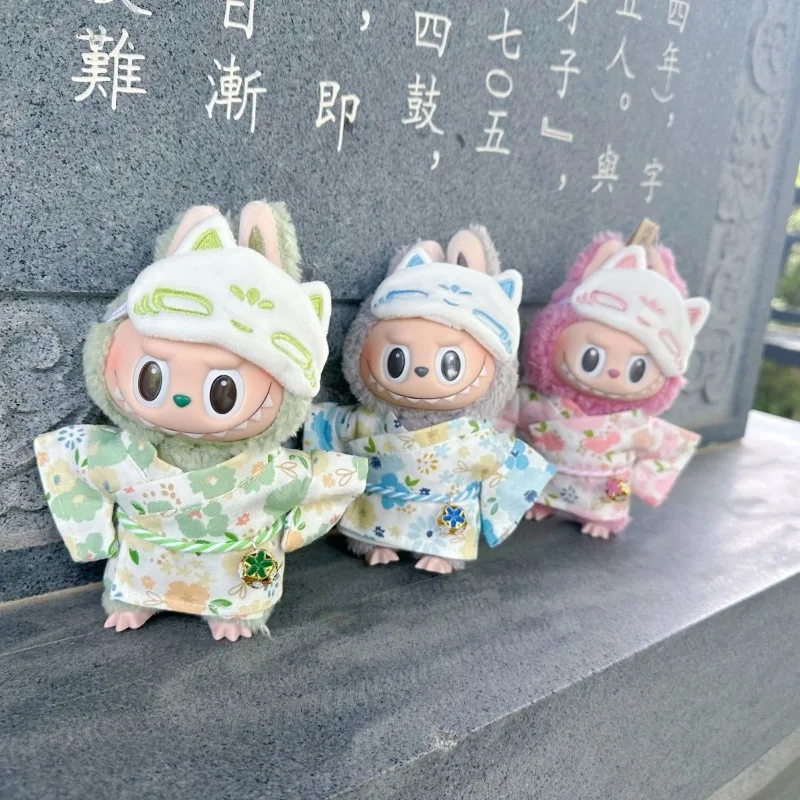 Title Labubu Doll Summer Kimono Suit – Cute Fresh Style 15/17cm Doll Clothes Accessories 1