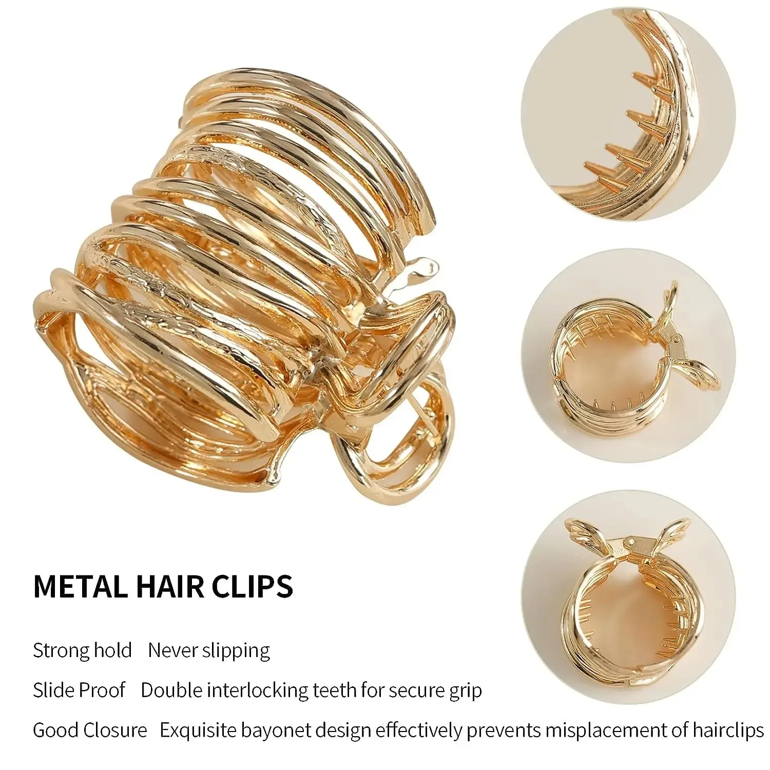Hair Accessory Fashion Gold Color Hollow Geometric Hair Clips Metal Hair Claw Cross Hairclip Headband Hairpin Crab Women