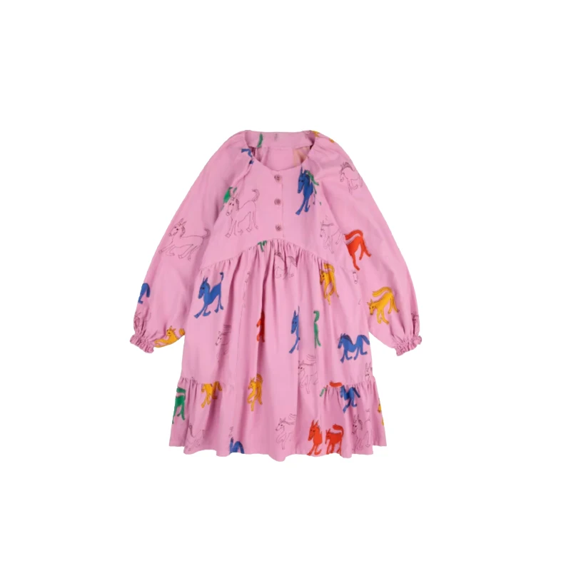 Girls Dress New Autumn Winter bc Kids Skirts Cartoon Printed Child Casual Dress Series Clothes