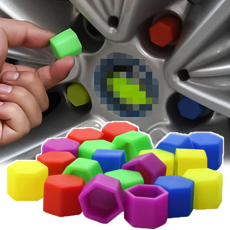 

20Pcs/set Luminous Car Tire Hub Screw Cover Wheel Nuts 17/19/21mm Silica Gel Wheel Nuts Screw Bolt Decorative Car Accessories
