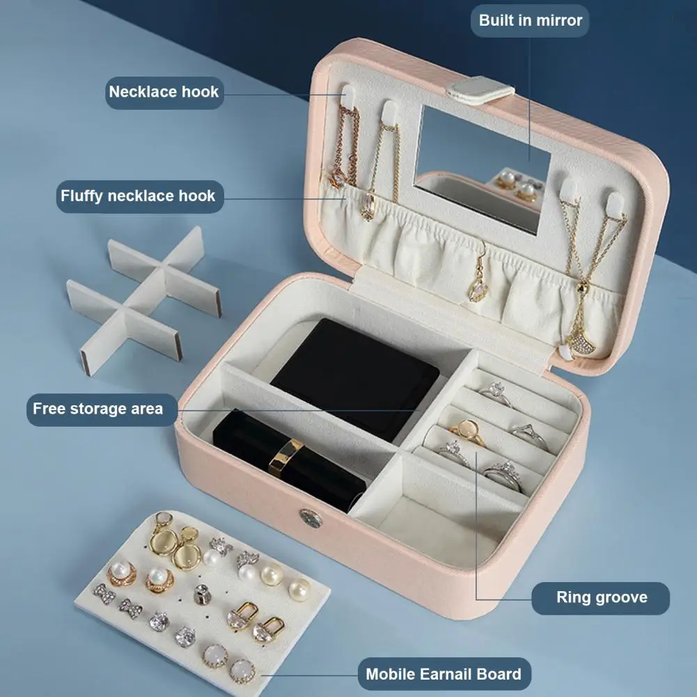 

Practical Large Capacity Jewelry Storage Box Double Layer Necklaces Ear Studs Display Holder Jewelry Box Save Space