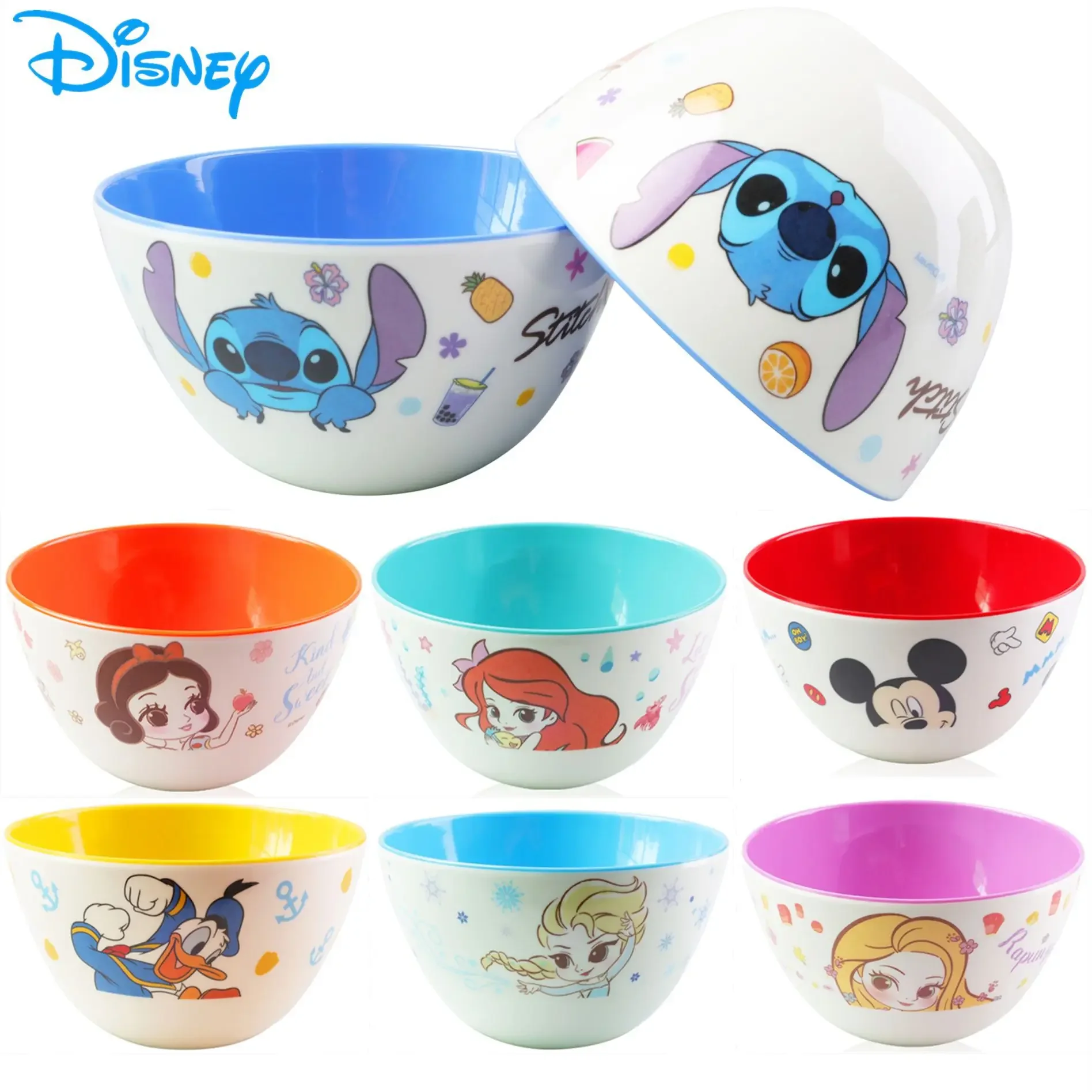 Disney Stitch Bowl Stoviglie Antiscottatura Resistenti Alla Caduta Mickey Plate Kawaii Cute Furniture Ornament Party Regalo Per Bambini