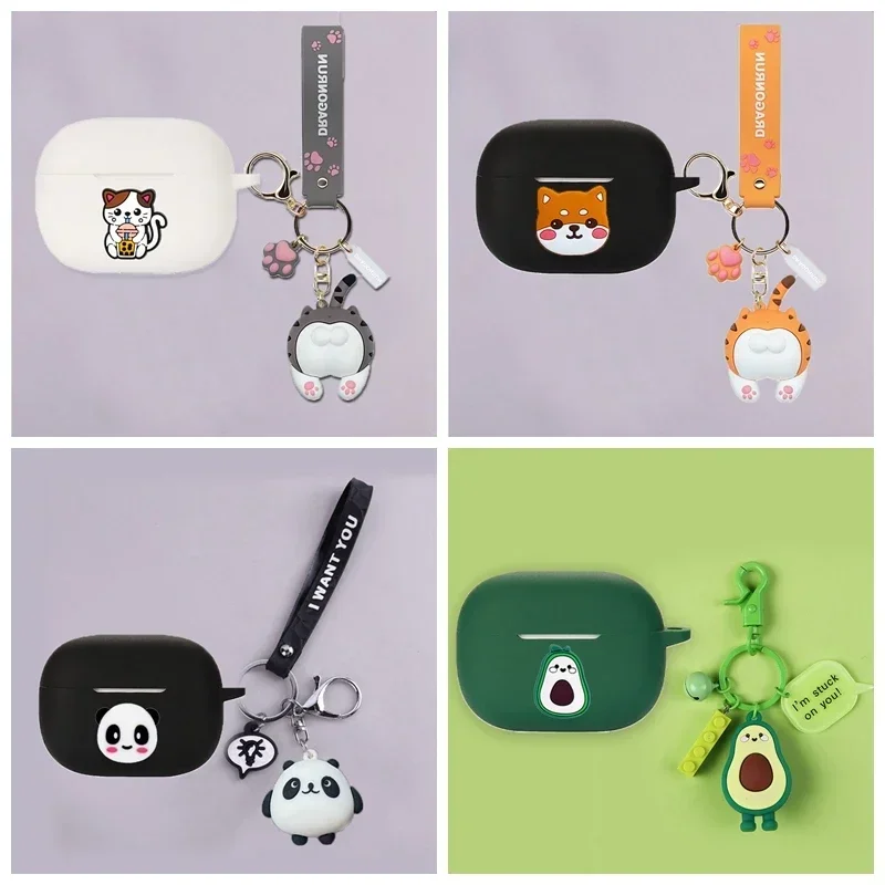 Custodia Per Cartoni Animati Per Bose Custodia Ultra Aperta Cute Cat/Dog/Avocado Auricolari Con Ciondolo Cover In Silicone Per Bose Ultra Open Earbuds