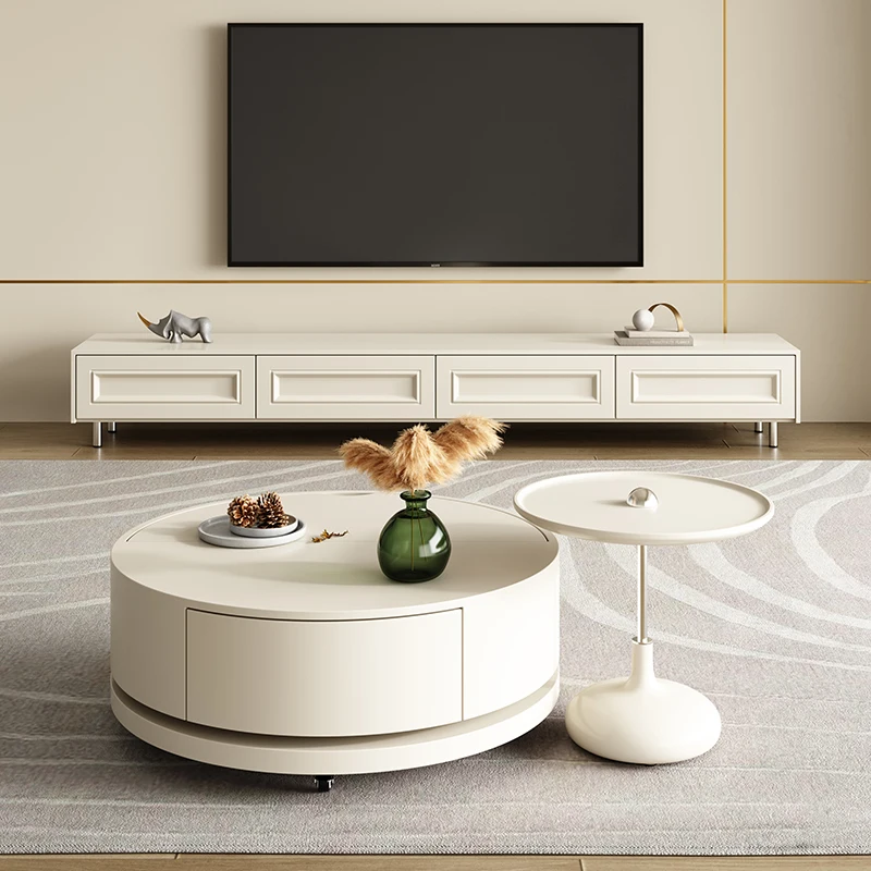 

Modern light luxury coffee table living room small household designer creative round coffee table TV cabinet