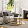 Coffee Table Faux Marble Nesting Table for Small Place 2 Sets Modern Furniture Living Room Sets End Side Table Night Stand 4