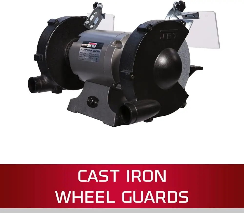 JET 8-Inch Bench Grinder with Wire Wheel, 3450 RPM, 1 HP, 115V 1Ph (Model JBG-8W) 3
