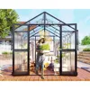 Aluminum Polycarbonate Greenhouse with Ventilation and Rain Gutter, Double Swing Doors with Hook, Greenhouses 1