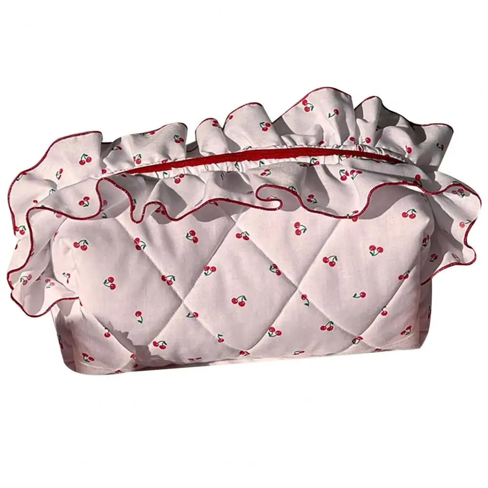 아이브라운 연필 보관 지갑, 꽃무늬 세면 파우치, 퀼트 코튼 화장품 가방, 메이크업용 지퍼 잠금 용량