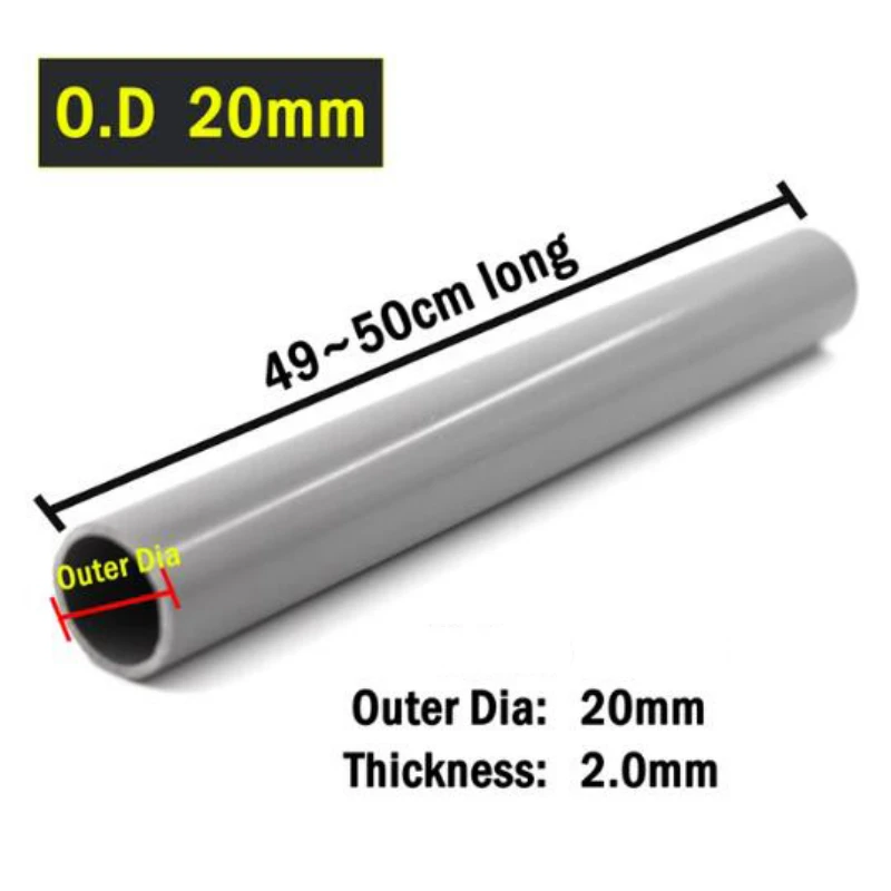 Plastic PVC Grey Pipe 500mm Length O.D 20～90mm 1pcs Garden Irrigation Accessories Tube Aquarium Tank DIY Fitting