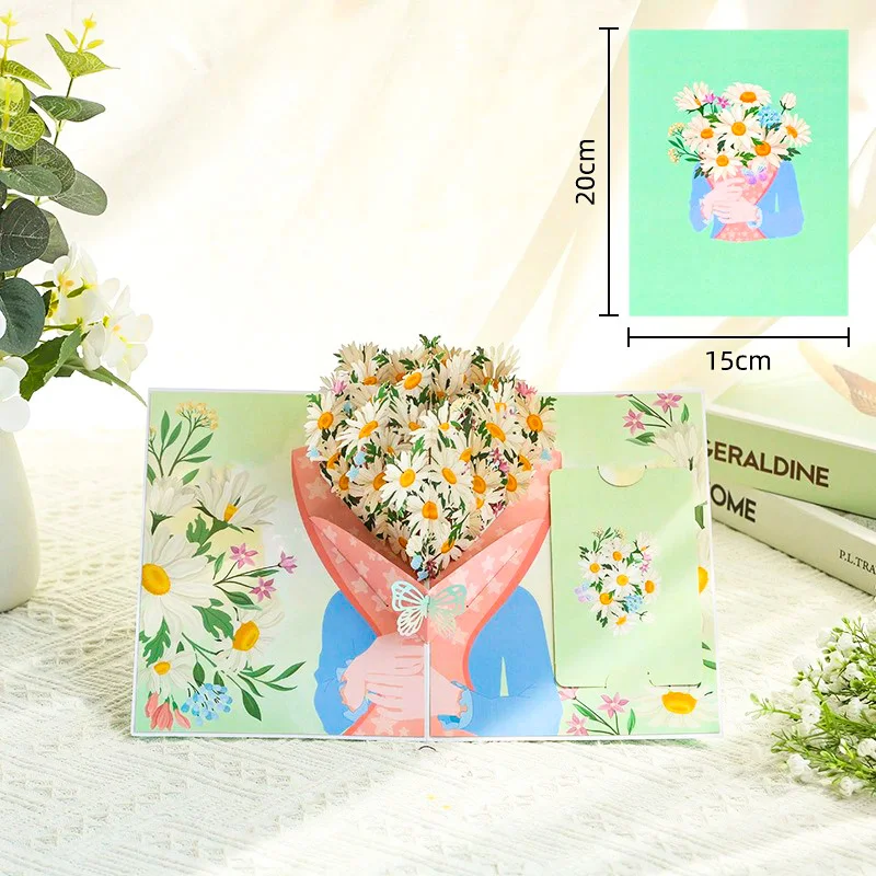 Romantic 3D Pop-Up Bouquet Card with Butterflies – Handmade Surprise