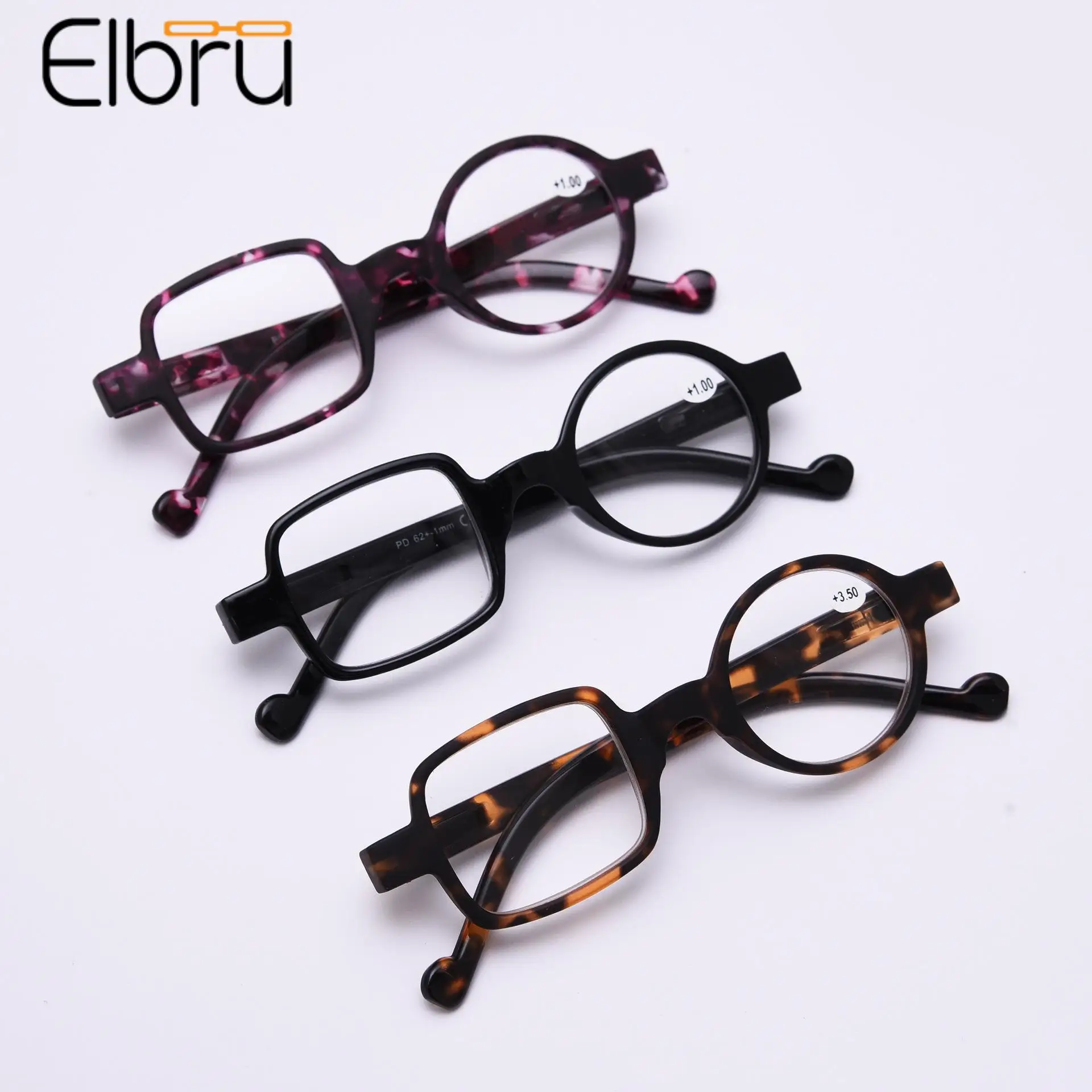 

Elbru Retro Irregular Reading Glasses Women Men Round&Square Presbyopia Eyewear Unisex Hyperopia Eyeglasses 0+1+1.5+2+2.5+3+3.5