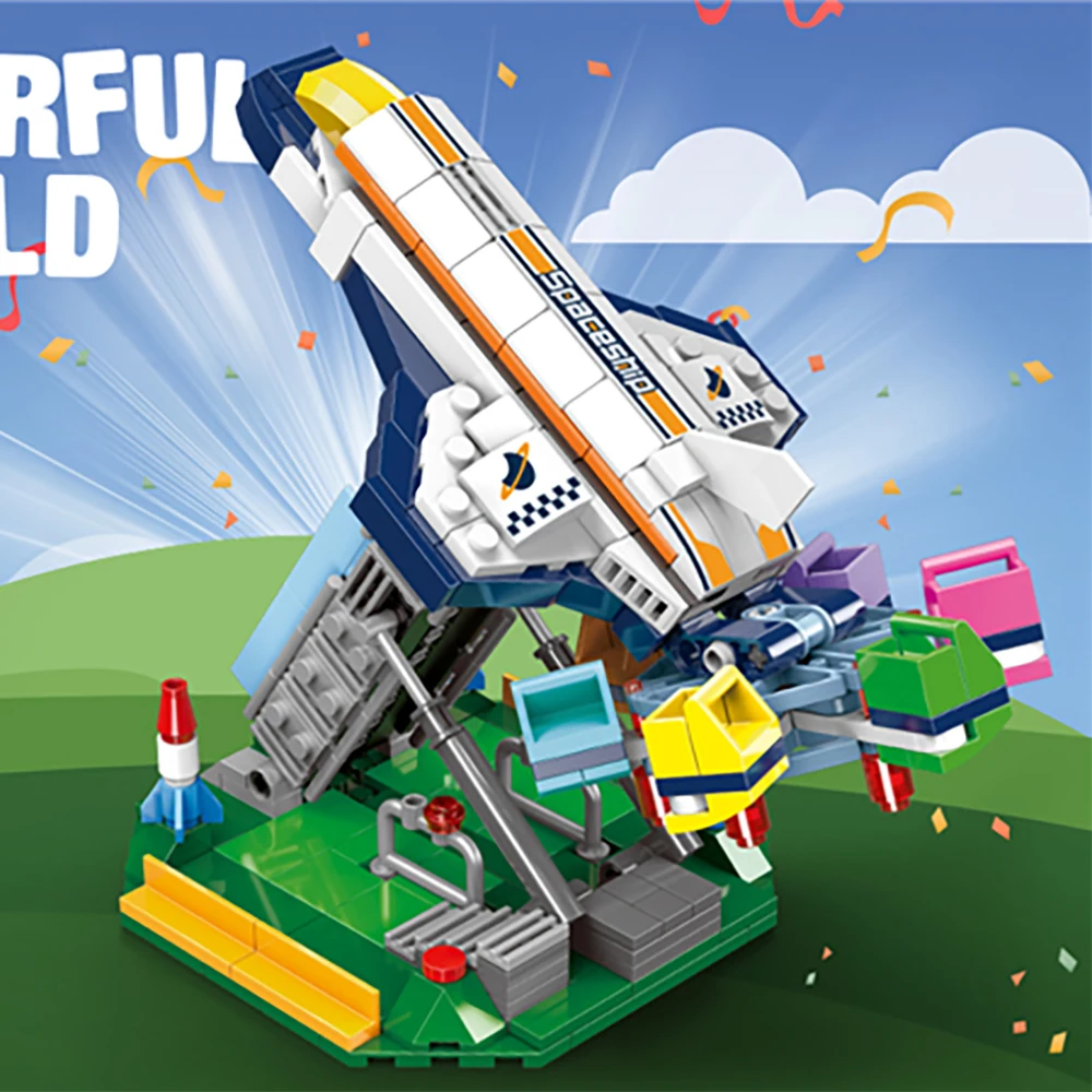 Sbdb6e641435145f8b27050a480d0eef9z Klocki do budowy targowe blokuje diabelski młyn zestaw duże wahadło statek piracki karuzela Park rozrywki z instrukcją montażu