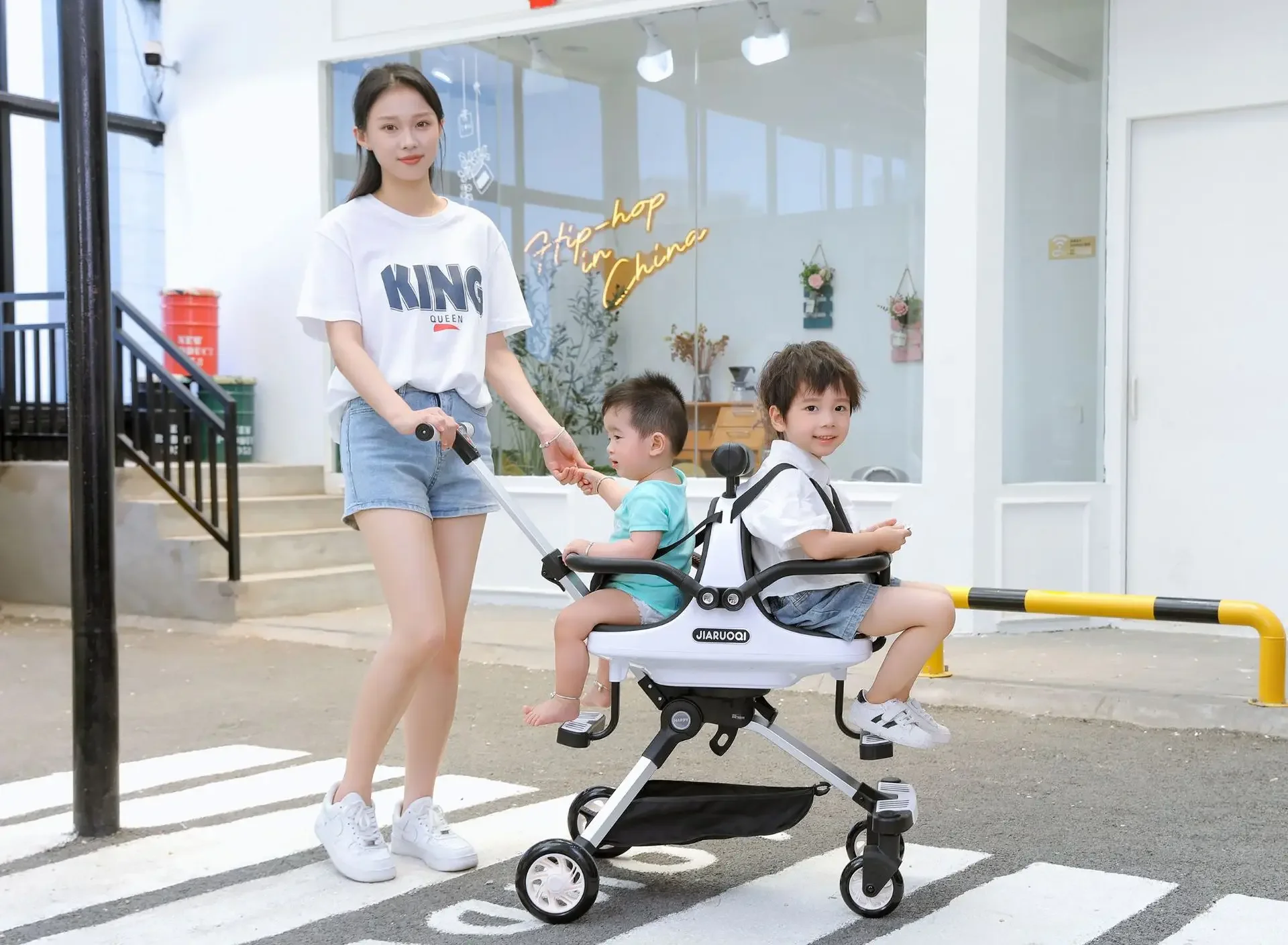 Baby Stroller Double Baby Stroller Trolley Car Portable Folding Stroller Two Kids Child Trolley Pushchair Baby Light Stroller With Parasol