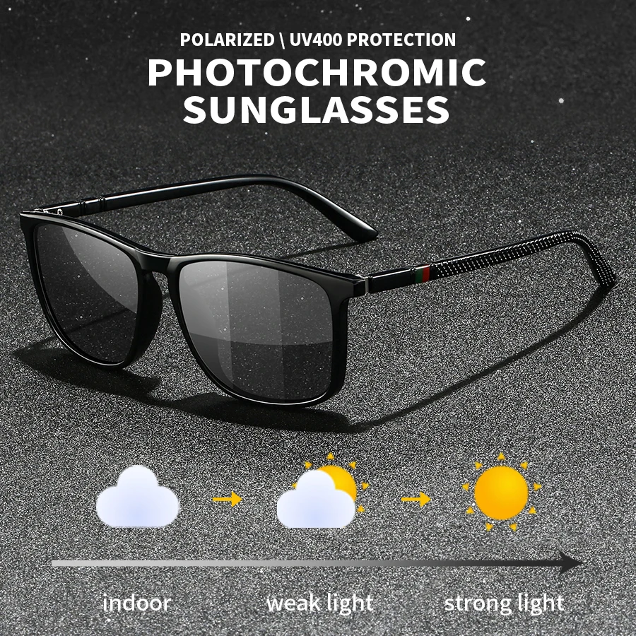 LASHION Photochromic Sunglasses for men with Polarized Al-Mg Metal Frame transition safety glasses for Running UV Protection 並行輸入