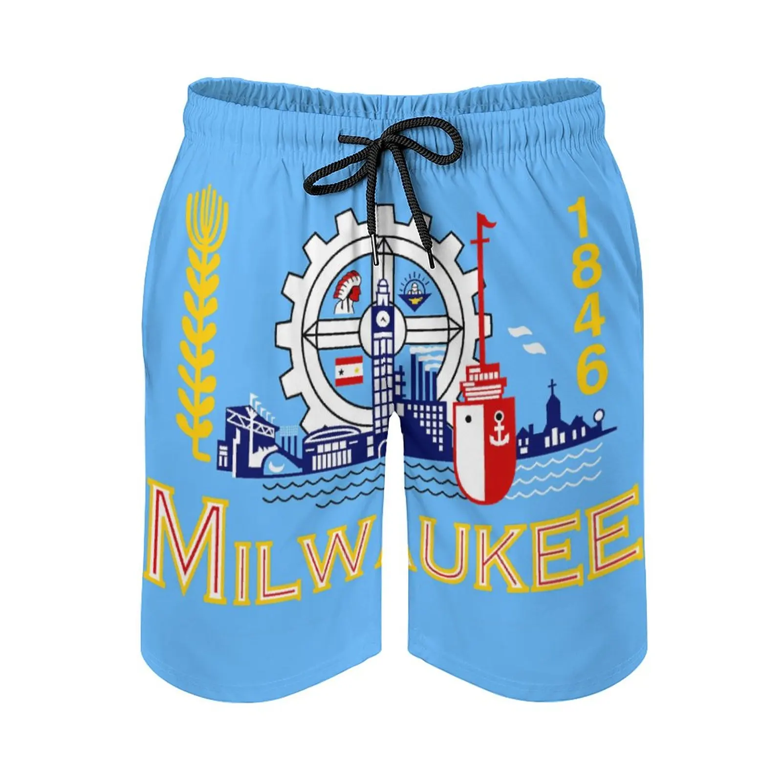 

Лидер продаж, пляжный флаг Аниме Milwaukee, дышащий Быстросохнущий регулируемый шнурок, мужские пляжные шорты, баскетбольный свободный эластичный Hawa