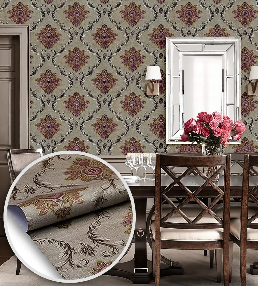 다마스크 껍질 및 스틱 벽지, 이동식 자체 접착 접촉 용지, 서랍 라이너 선반 캐비닛, 가구 벽 홈 장식