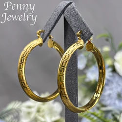 Elegant 18K Gold Plated Vintage Hoop Earrings (55x49mm)