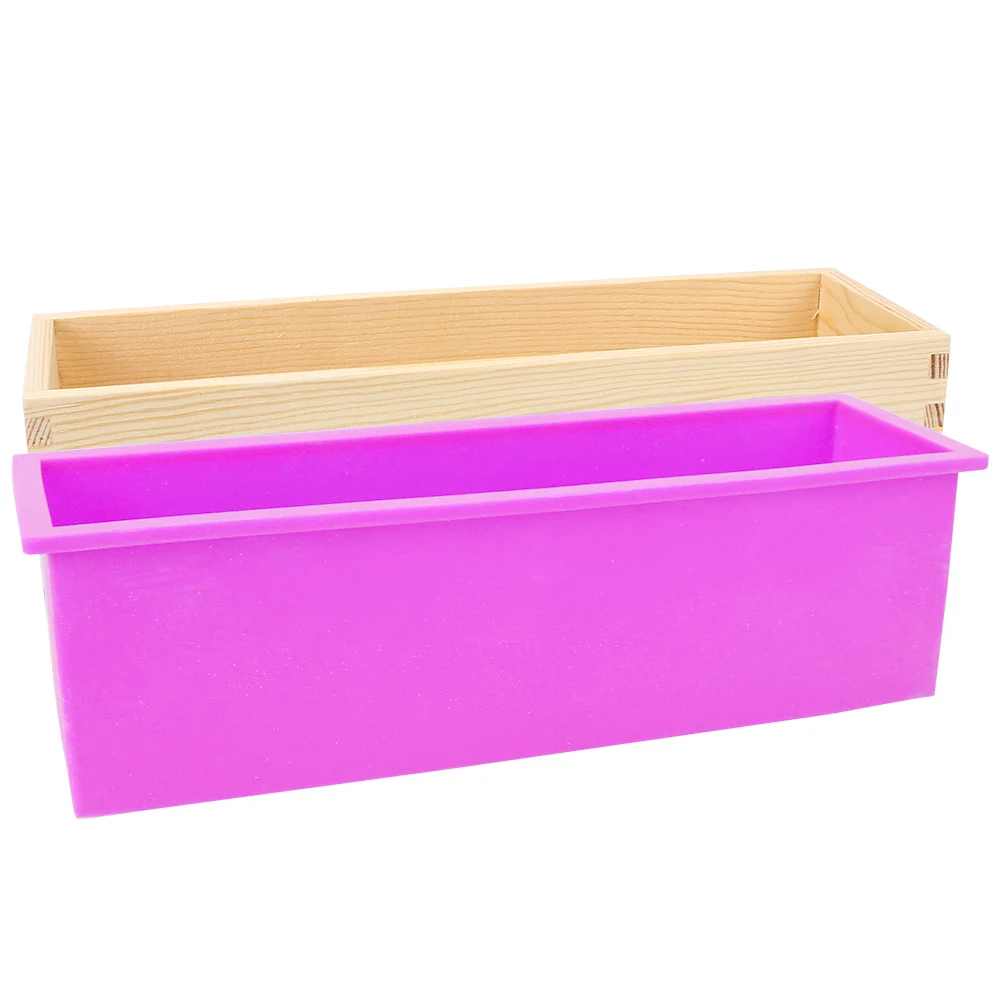 Toast Cake Loaf Mold with Wooden Box Rectangular Baking Kitchen Tools Silicone Soap Mold DIY Handmade Tool