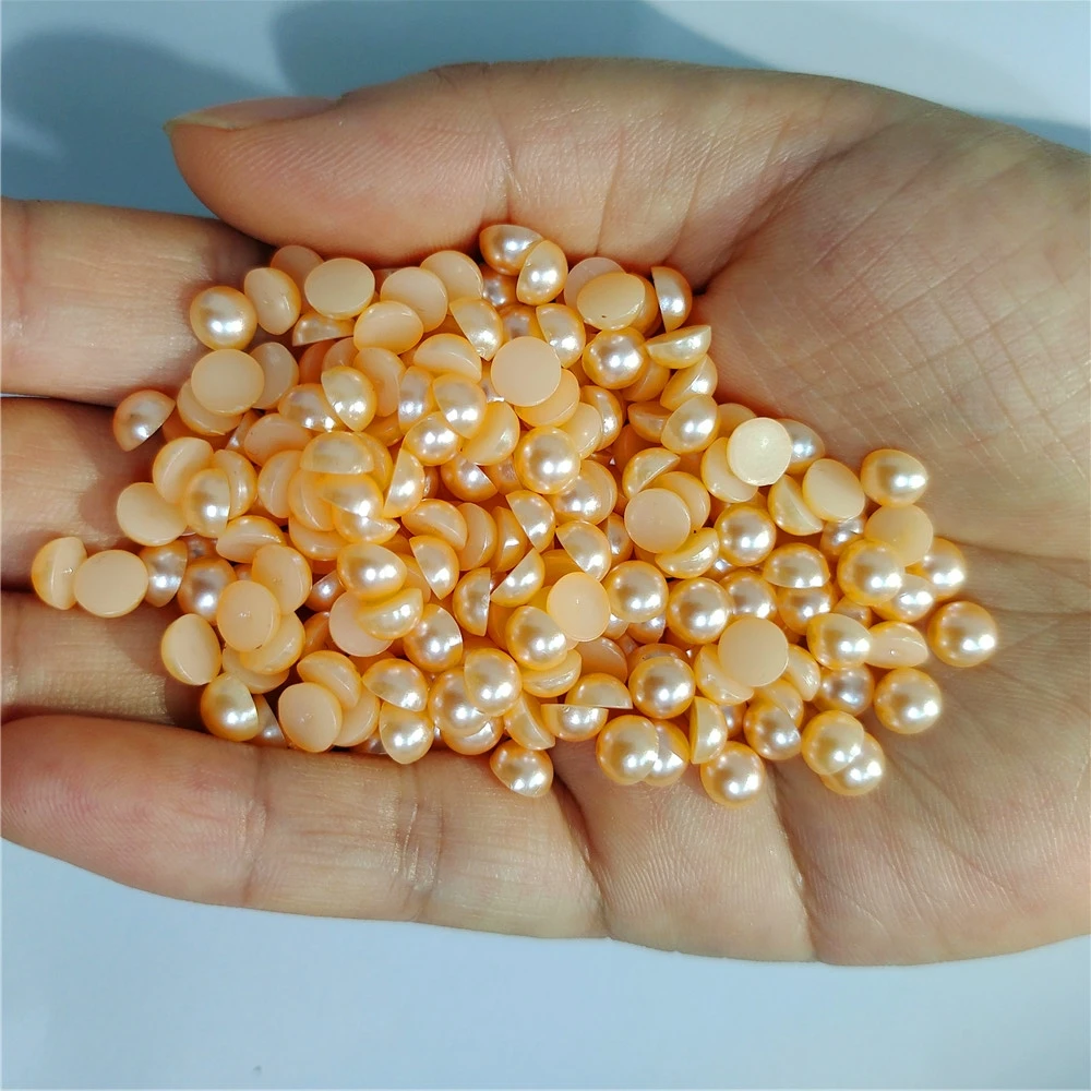 Assorted Sizes Multicolor ABS Half Round Plastic Pearl Flat Back Rhinestones for Nail Art and Jewelry Crafting