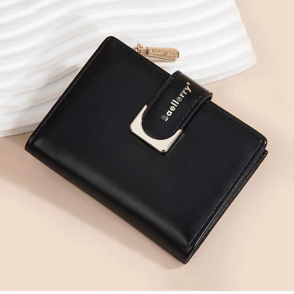 Fashion Solid Color Women Short Wallet Travel Organizer Fold Card Holder Coin Bag Ins Pu Luxury Small Purse For Gift 4