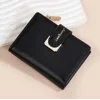 Fashion Solid Color Women Short Wallet Travel Organizer Fold Card Holder Coin Bag Ins Pu Luxury Small Purse For Gift 4