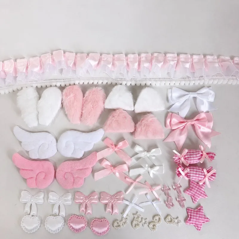 Pink Lace Ribbon DIY Craft Kit - Colorful Handmade Accessory Set for Creative Projects and Decor