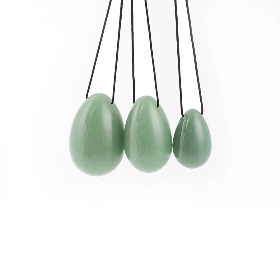 3 Pcs/Set 45*30mm 40*25mm 30*20mm Yoni Eggs Natural Green Aventurine Jade Eggs for Kegel Exercise Crystal Healing Reiki 2