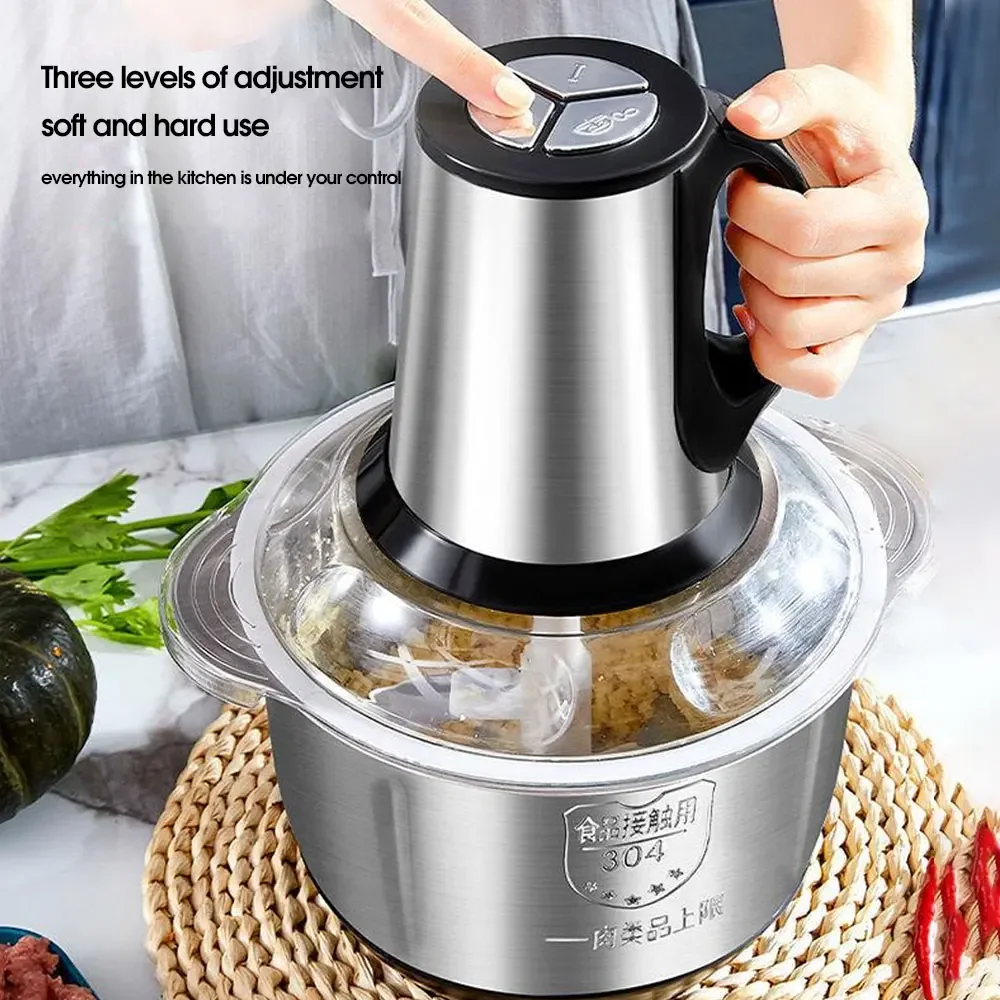 ANYUFA 3 Speeds Electric Meat Grinder Kitchen Chopper Stainless Steel Mincer Food Processor Garlic Crusher Slicer. 3