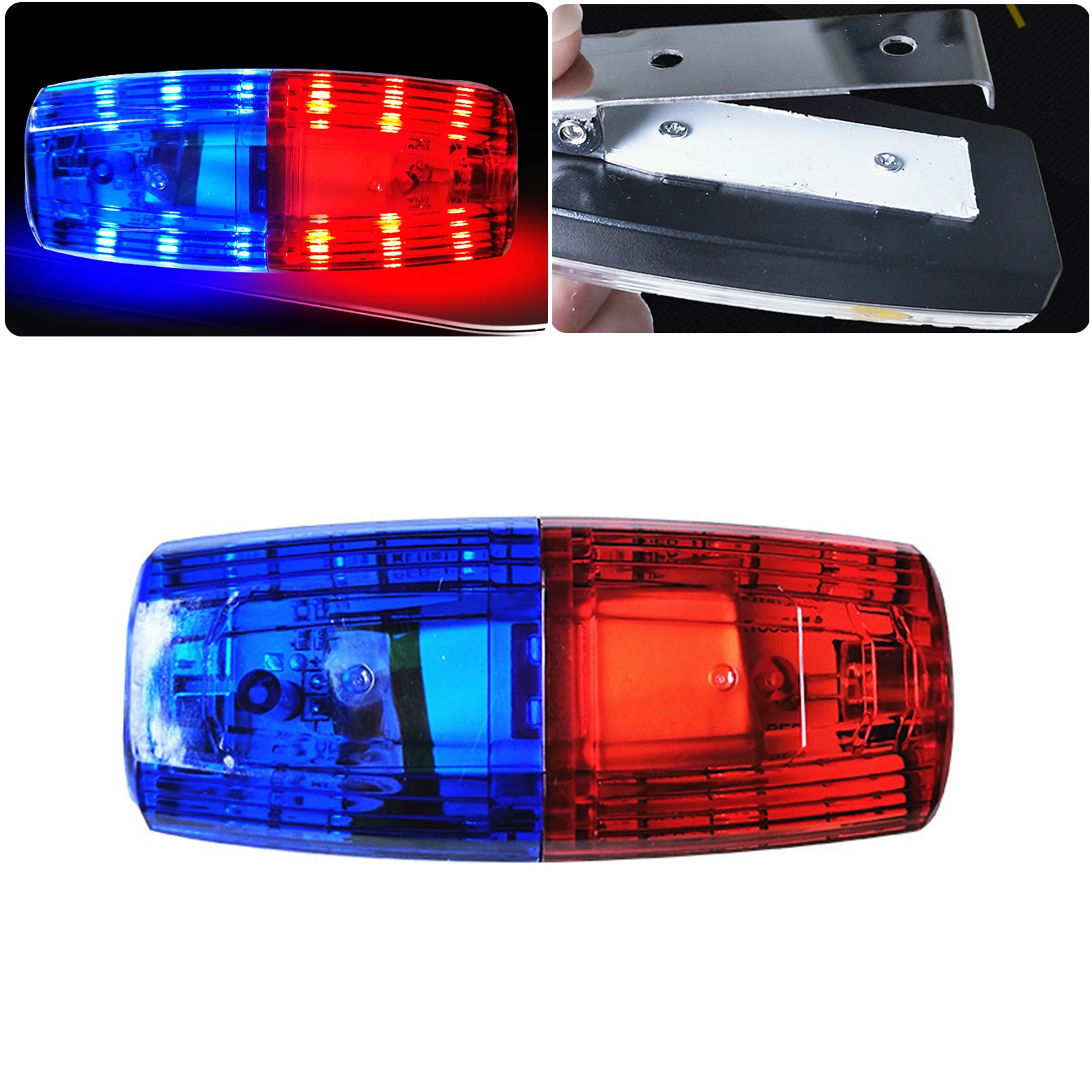 LEDRedAndBlueCliponFlashingPoliceLightUSBRechargeableSafety