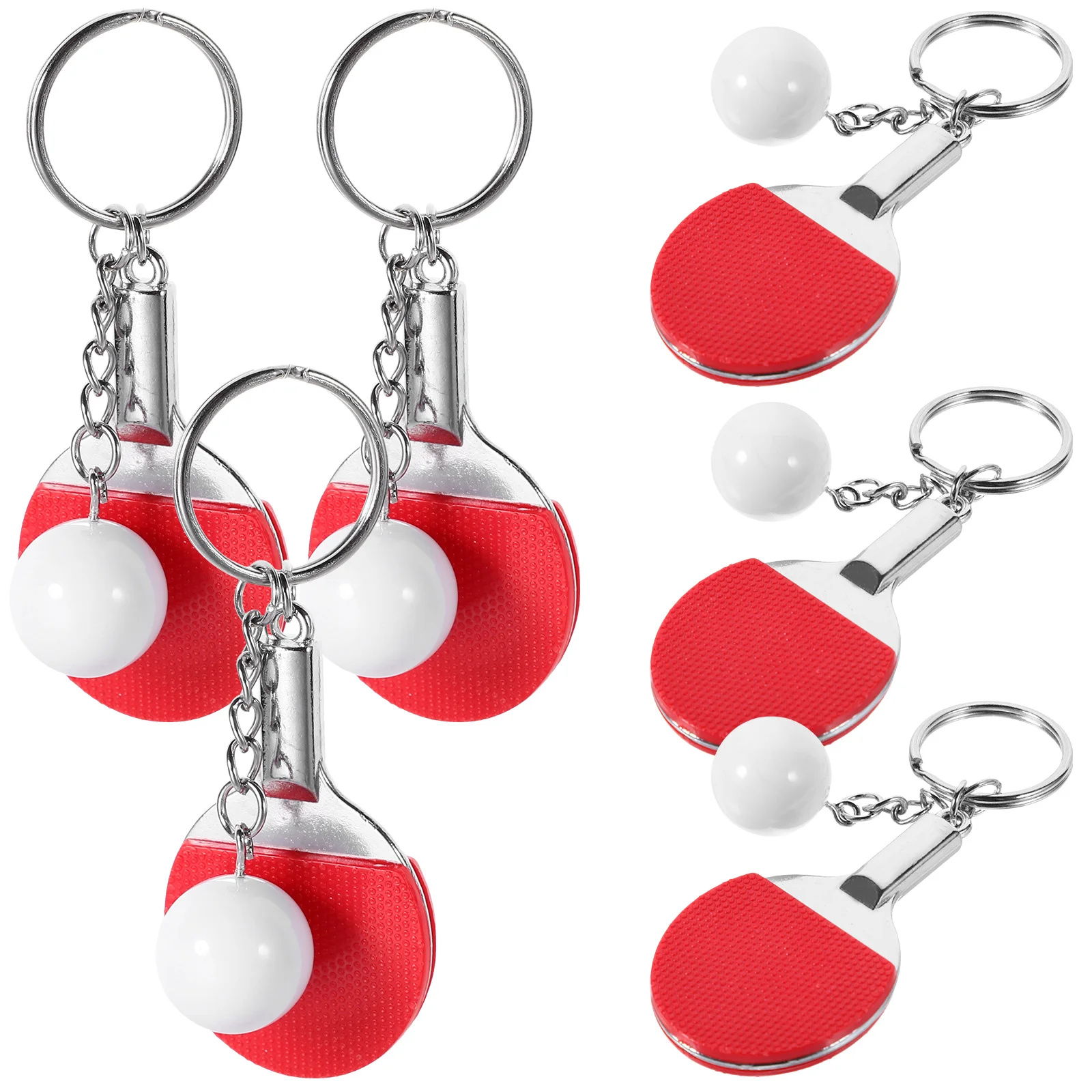 

Table Tennis Ball Keychain Bag Pendant Gift Sporting Goods Simulated Racket (red) 6pcs Souvenir Hanging Keychains