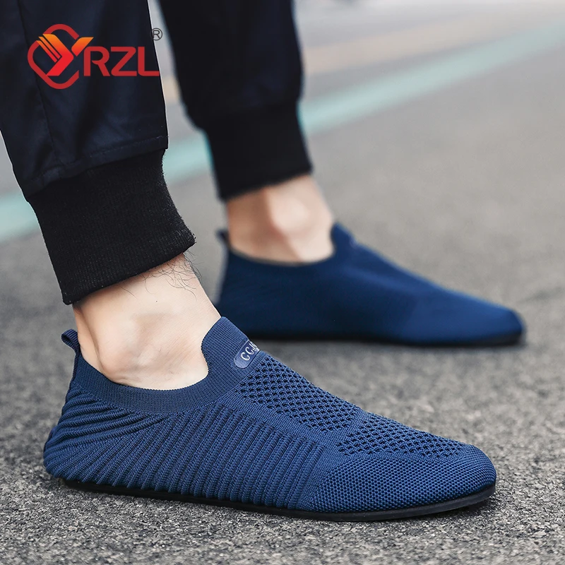 YRZL Summer Men Slip on Flat Breathable Brown Man Shoes Men's Comfort Soft Sole Casual Shoes Man Plus Size Loafers Walking Shoes 2