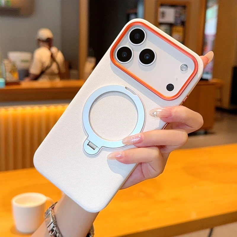 Rotating Kickstand Textured Magnetic Phone Case with Camera Protection and Comfortable Grip