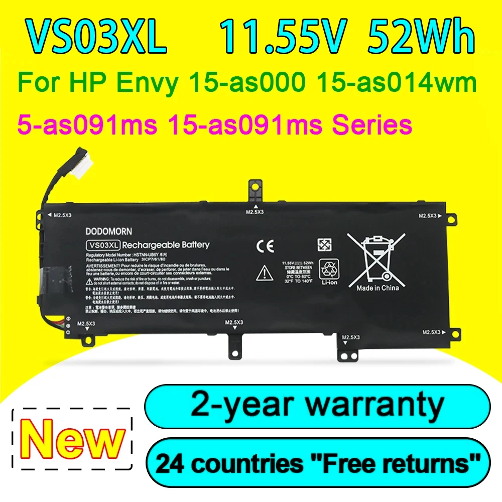

New VS03XL Laptop Battery For HP Envy 15 15-as000 15-as001ng 15-as003ng 15-as004ng 15-as005ng 15-as014wm 15-as024TU Series 52WH