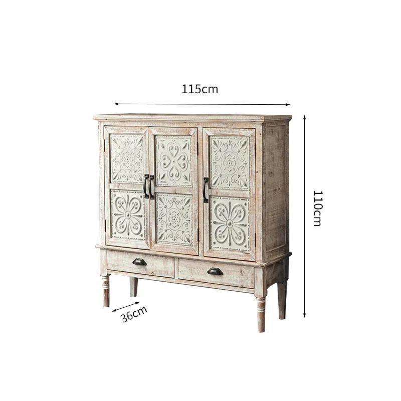 

Solid wood foyer American retro living room storage cabinet