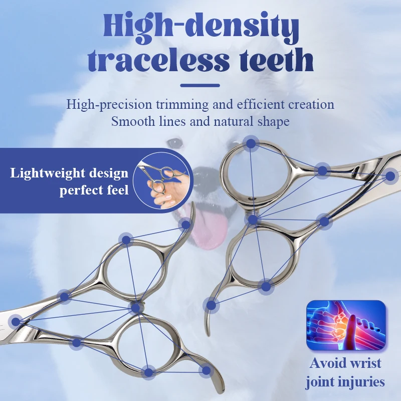 Crane 7 Inch Pet Grooming Magic Scissors Trimming and Hairdressing Dogs Beauty Curved Chunker Shears ATS-314 Steel 50/75% Rate dog grooming scissors