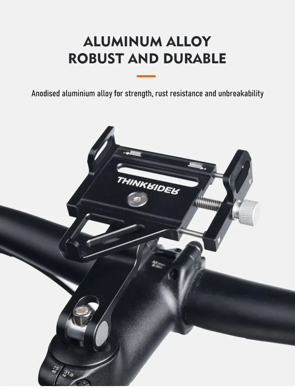 Think rider mtb handy halterung fahrrad halter 270 ° drehbar aluminium verstellbar fahrrad handy halter rutsch fest – Detail 6