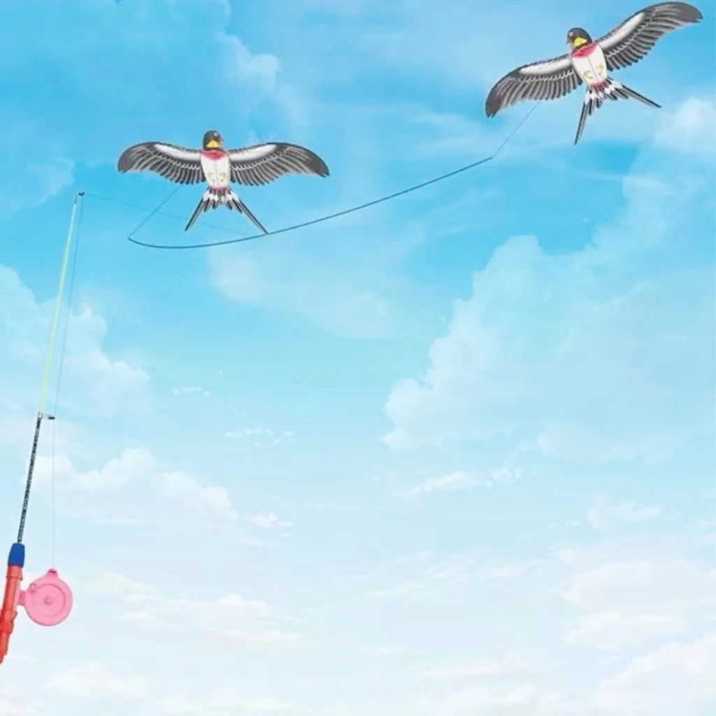 Mini Pole Swallow Kites for Adults - Dynamic Windsurfing Kites with Fishing Rod Line swallow kites