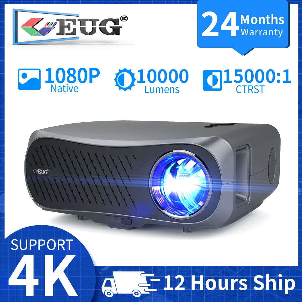 EUG 4K Full HD Movie Projector Native 1080p Bluetooth Wifi 10000 Lumens Home Theater Beamer