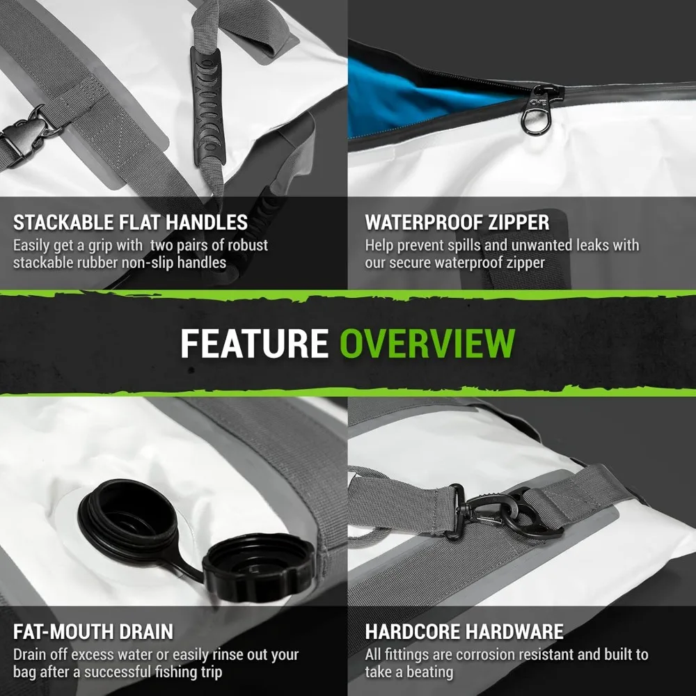 Outdoors Insulated Fish Cooler Bag Leakproof Fish Kill Bag 40x20in and 60x20in Cooler with Easy Grip Carry Handles