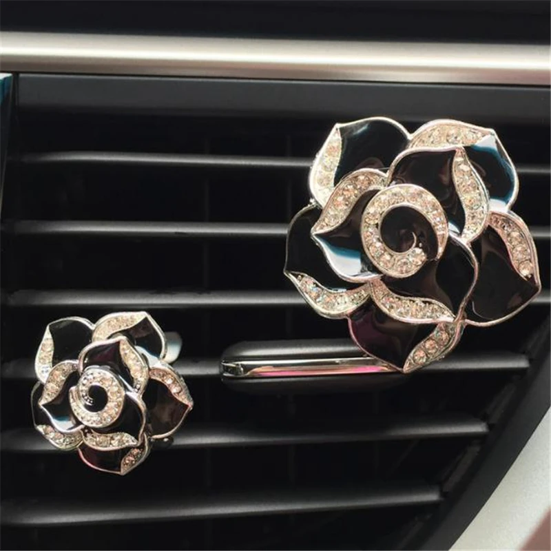 2 Pz/Set Cute Camelia Flower Car Deodorante Fragranza Solida Air Vent Profumo Decorazione Automatica Con Clip
