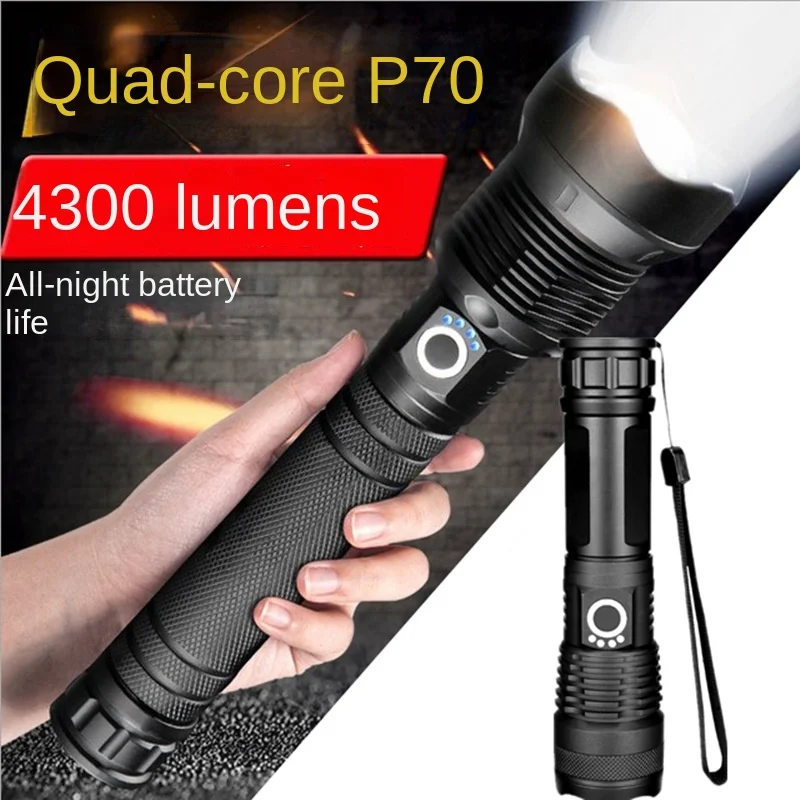 

P70 P50 Glare Flashlight USB Rechargeable Five-speed Telescopic Focus Super Bright Long-range Aluminum Alloy Flashlight