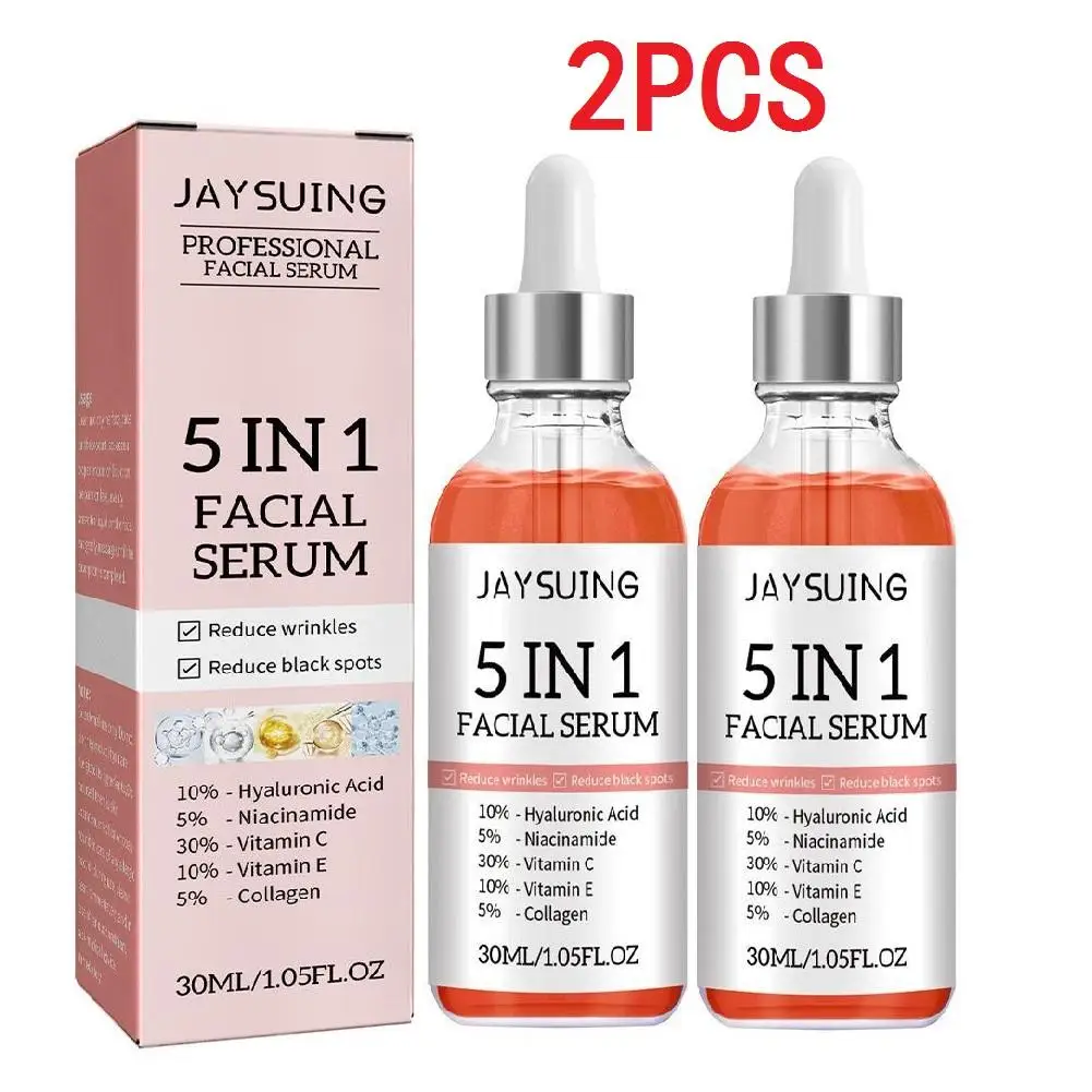 

5 in 1 Anti-wrinkle Face Essence Moisturizing Firming Lightening Whitening Fade Acne Pimples Shrink Pores Skin Care 30ML