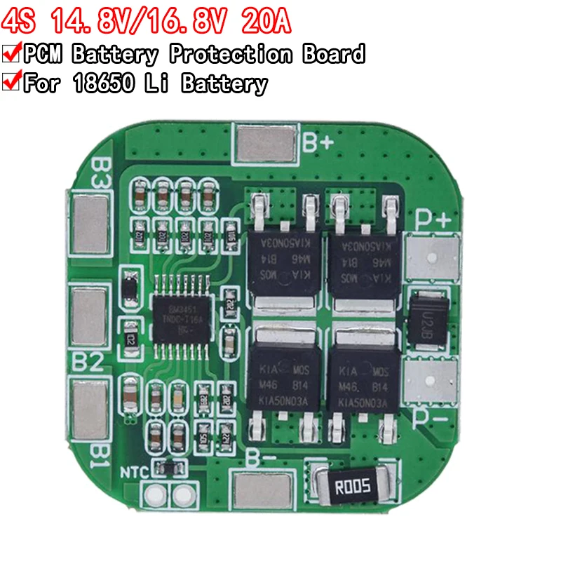 4S 14.8V / 16.8V 20A Peak Li-Ion Bms Pcm Scheda Di Protezione Della Batteria Bms Pcm Per Batteria Al Litio Licoo2 Limn2O4 18650 Li