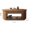 47-Inch Lift Top Wood Coffee Table with Hidden Storage Compartment and Open Shelf for Living Room, Fluted Oval Center Tea Table 2