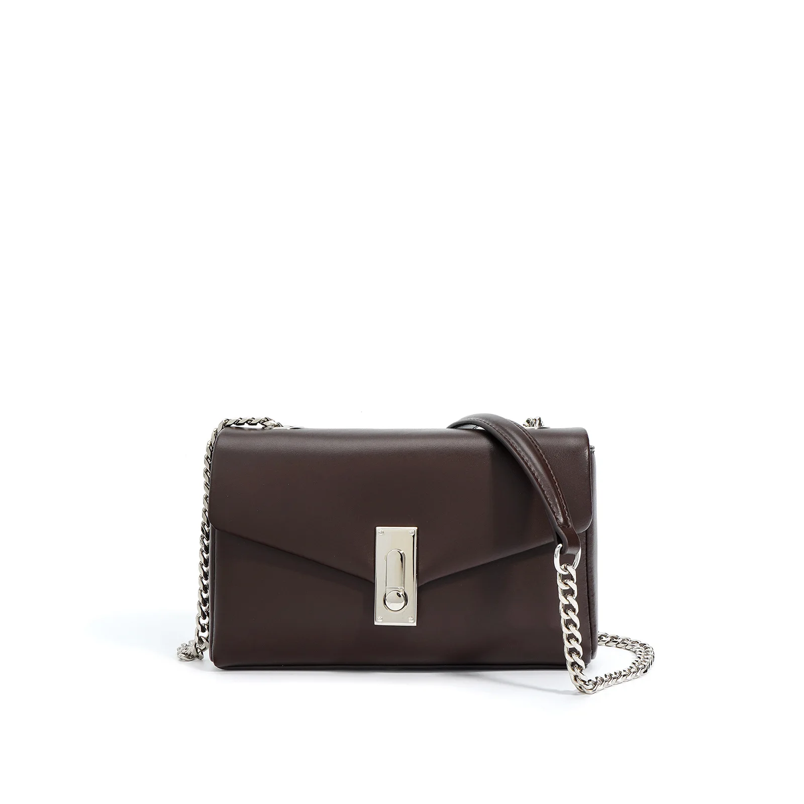 thumbnail image 1 of Bolso pequeño de cuero cuadrado de color sólido simple para mujer, bolso cruzado de moda con cadena para mujer, 1 of 5