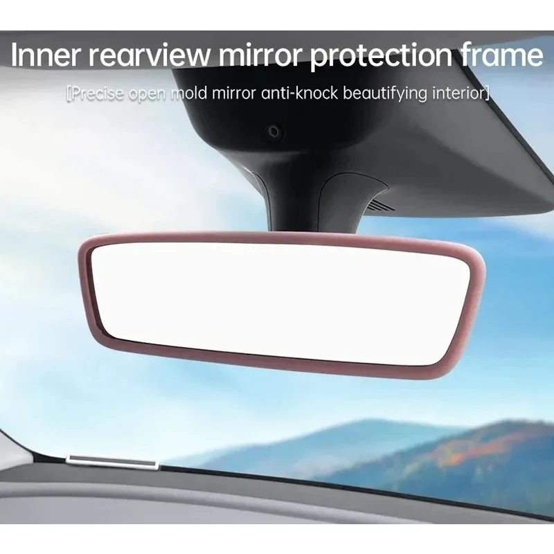 For Tesla Model 3/Y Silicone Car Rearview Mirror Cover Edge Frame Protect Case Prevent Bumping Protective Frame Accessories