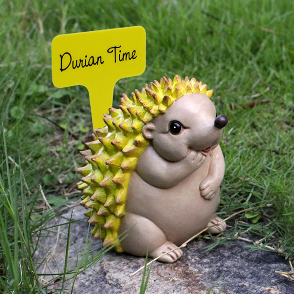 Durian Hedgehog Statue Durian Time Sign For Table Decor Frutta Simulata Cute Cartoon Animals Figurine Per La Decorazione D'Interni Domestica